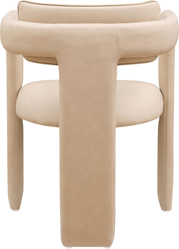 Meridian Furniture Brenda Fully Upholstered Armchair Plush Padded Seating for Modern Dining and Living Rooms Tan Vegan Leather 11085Tan-C