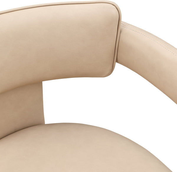 Meridian Furniture Brenda Fully Upholstered Armchair Plush Padded Seating for Modern Dining and Living Rooms Tan Vegan Leather 11085Tan-C