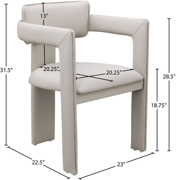 Meridian Furniture Brenda Fully Upholstered Armchair Plush Padded Seating for Modern Dining and Living Rooms Taupe Vegan Leather 11085Taupe-C