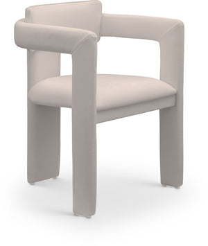 Meridian Furniture Brenda Fully Upholstered Armchair Plush Padded Seating for Modern Dining and Living Rooms Taupe Vegan Leather 11085Taupe-C