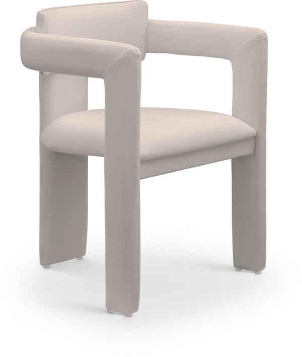 Meridian Furniture Brenda Fully Upholstered Armchair Plush Padded Seating for Modern Dining and Living Rooms Taupe Vegan Leather 11085Taupe-C