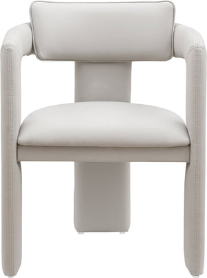 Meridian Furniture Brenda Fully Upholstered Armchair Plush Padded Seating for Modern Dining and Living Rooms Taupe Vegan Leather 11085Taupe-C