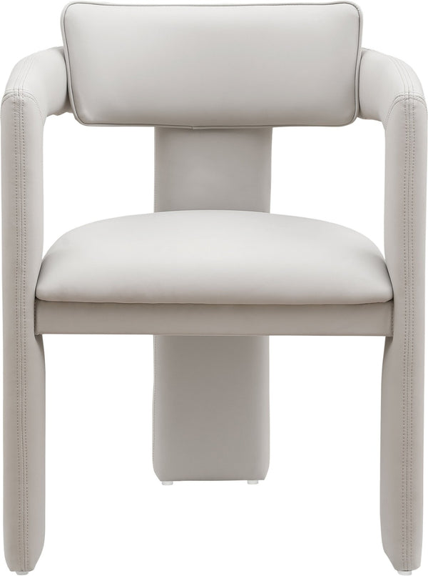 Meridian Furniture Brenda Fully Upholstered Armchair Plush Padded Seating for Modern Dining and Living Rooms Taupe Vegan Leather 11085Taupe-C