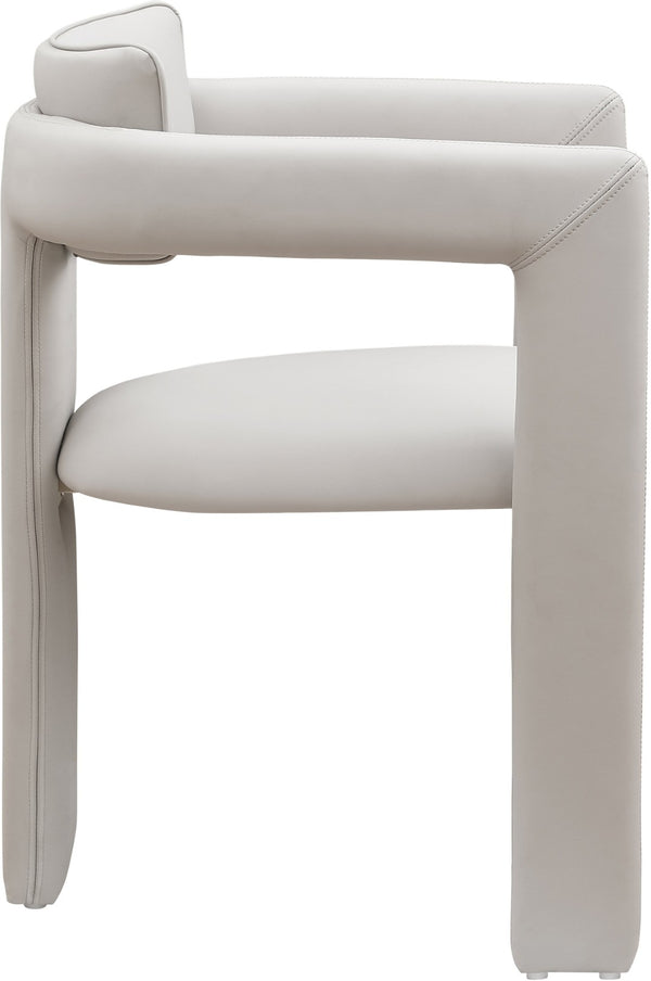 Meridian Furniture Brenda Fully Upholstered Armchair Plush Padded Seating for Modern Dining and Living Rooms Taupe Vegan Leather 11085Taupe-C