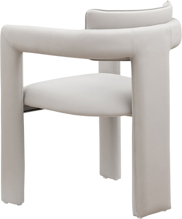 Meridian Furniture Brenda Fully Upholstered Armchair Plush Padded Seating for Modern Dining and Living Rooms Taupe Vegan Leather 11085Taupe-C