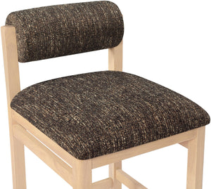 Meridian Furniture Roundhill Art Deco Counter Stool with Woven Linen Fabric and Natural Wood Frame 11086Brown-C