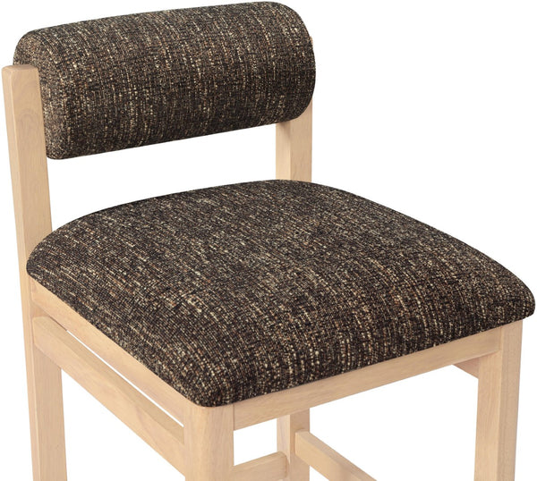 Meridian Furniture Roundhill Art Deco Counter Stool with Woven Linen Fabric and Natural Wood Frame 11086Brown-C