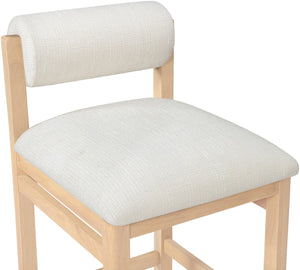 Meridian Furniture Roundhill Art Deco Counter Stool Woven Linen Polyester Seat Natural Wood Frame 11086Cream-C