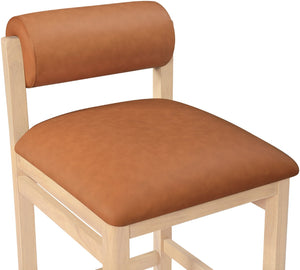 Meridian Furniture Roundhill Cognac Vegan Leather Counter Stool Art Deco Curved Wood Frame Kitchen Bar 11087Cognac-C