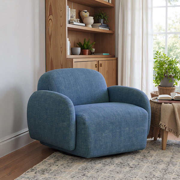 Cleo Swivel Accent Chair Textured Polyester Upholstery Modern Lounge Seating