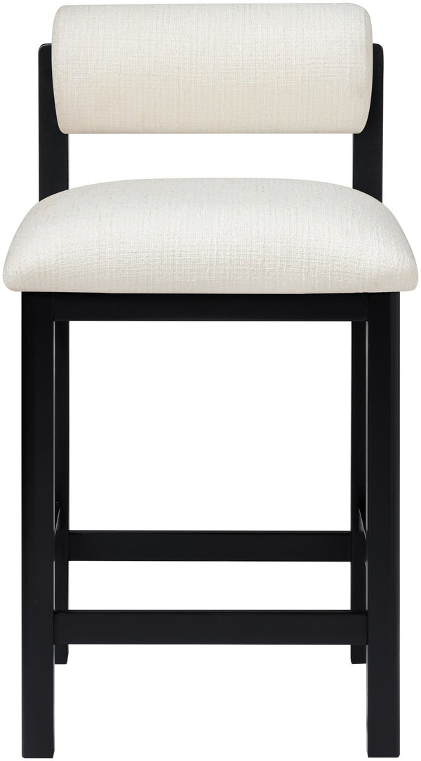 Meridian Furniture Roundhill Linen Upholstered Counter Stool with Art Deco Wood Frame for Kitchen Islands 11088Cream-C