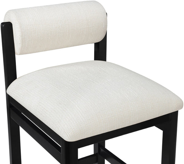 Meridian Furniture Roundhill Linen Upholstered Counter Stool with Art Deco Wood Frame for Kitchen Islands 11088Cream-C
