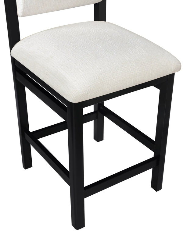Meridian Furniture Roundhill Linen Upholstered Counter Stool with Art Deco Wood Frame for Kitchen Islands 11088Cream-C