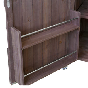 English Elm K&k Outdoor Prep Station Stainless Steel Top Fir Wood Cabinet with Drawer and Wheels Dark Brown N707P370273Z