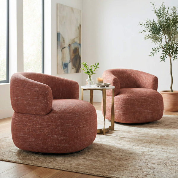 Venezia Swivel Accent Chair Textured Polyester Upholstery 360 Degree Base Living Room