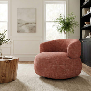 Venezia Swivel Accent Chair Textured Polyester Upholstery 360 Degree Base Living Room