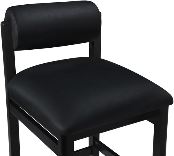 Meridian Furniture Roundhill Art Deco Vegan Leather Counter Stool with Solid Wood Matte Black Frame 11089Black-C