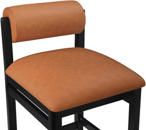 Meridian Furniture Roundhill Art Deco Vegan Leather Counter Stool with Black Wood Frame for Kitchen Island 11089Cognac-C