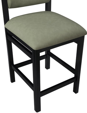 Meridian Furniture Roundhill Art Deco Vegan Leather Counter Stool with Black Wood Frame for Kitchen Islands 11089Green-C