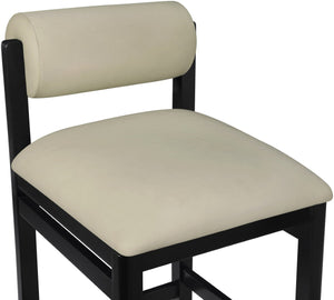 Meridian Furniture Roundhill Art Deco Vegan Leather Counter Stool with Black Lacquer Wood Frame 11089Taupe-C
