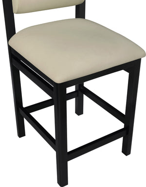Meridian Furniture Roundhill Art Deco Vegan Leather Counter Stool with Black Lacquer Wood Frame 11089Taupe-C