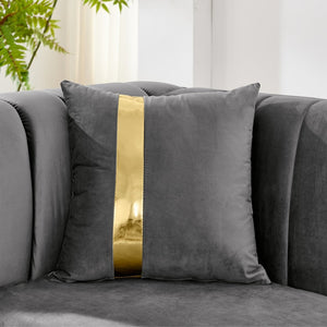 English Elm 2pcs Velvet Tufted Sofa Set with Gold Steel Trim Victorian Glam Living Room W1191S00105