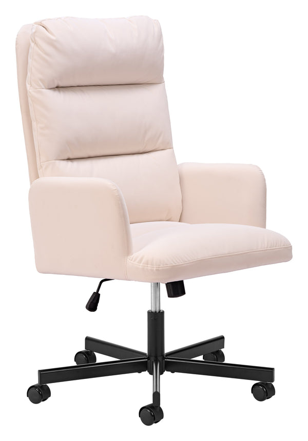 Zuo Modern Sable Faux Leather Office Chair with Swivel Base and Adjustable Height for Modern Workspaces Ivory 110908