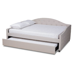 Baxton Studio Baxton Studio Becker Elegant Upholstered Daybed with Trundle - Chic Beige Fabric & Modern Design Full Becker-Beige-Daybed-F/T