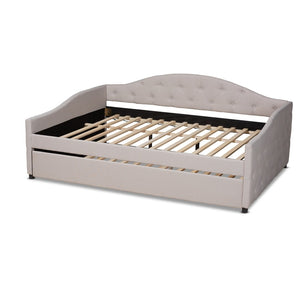 Baxton Studio Baxton Studio Becker Elegant Upholstered Daybed with Trundle - Chic Beige Fabric & Modern Design Full Becker-Beige-Daybed-F/T