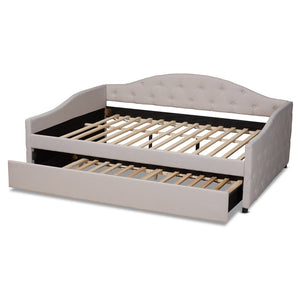 Baxton Studio Baxton Studio Becker Elegant Upholstered Daybed with Trundle - Chic Beige Fabric & Modern Design Full Becker-Beige-Daybed-F/T