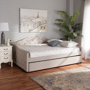 Baxton Studio Baxton Studio Becker Elegant Upholstered Daybed with Trundle - Chic Beige Fabric & Modern Design Full Becker-Beige-Daybed-F/T