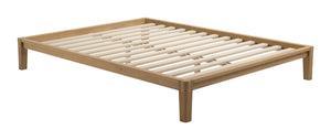 Luum Solid Rubberwood Queen Platform Bed Low Profile Mid-century Modern Frame No Box Spring Need