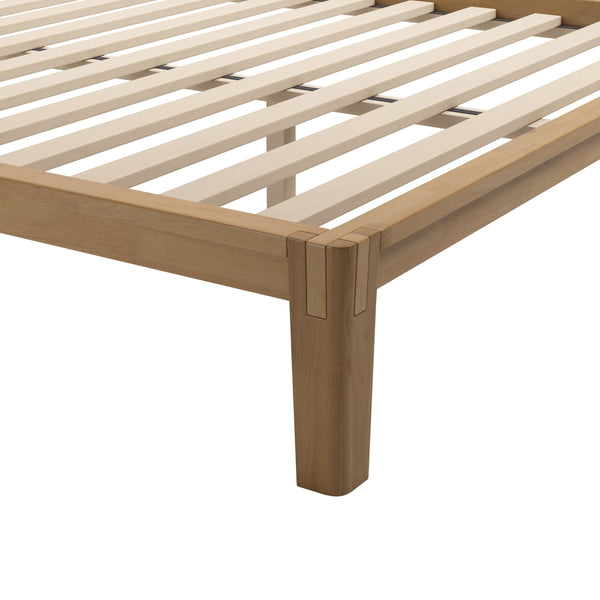 Luum Solid Rubberwood Queen Platform Bed Low Profile Mid-century Modern Frame No Box Spring Need