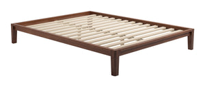 Luum Solid Rubberwood Queen Platform Bed Low Profile Mid-century Modern Frame No Box Spring Need