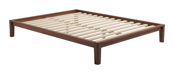 Luum Solid Rubberwood Queen Platform Bed Low Profile Mid-century Modern Frame No Box Spring Need