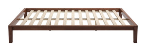 Luum Solid Rubberwood Queen Platform Bed Low Profile Mid-century Modern Frame No Box Spring Need