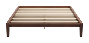 Luum Solid Rubberwood Queen Platform Bed Low Profile Mid-century Modern Frame No Box Spring Need