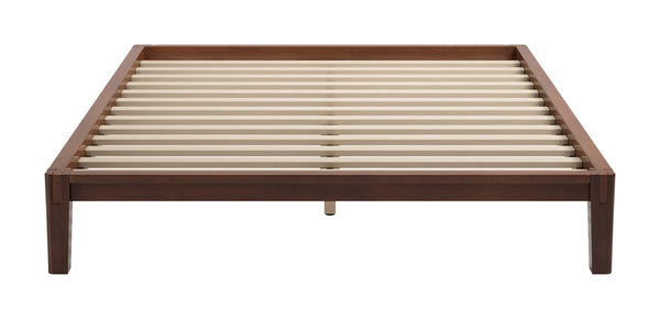Luum Solid Rubberwood Queen Platform Bed Low Profile Mid-century Modern Frame No Box Spring Need