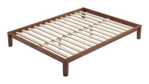 Luum Solid Rubberwood Queen Platform Bed Low Profile Mid-century Modern Frame No Box Spring Need