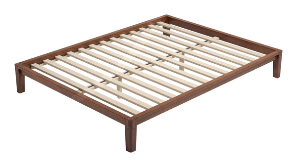 Luum Solid Rubberwood Queen Platform Bed Low Profile Mid-century Modern Frame No Box Spring Need