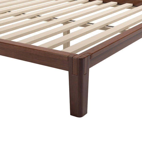 Luum Solid Rubberwood Queen Platform Bed Low Profile Mid-century Modern Frame No Box Spring Need