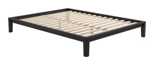 Zuo Modern Luum Solid Rubberwood Queen Platform Bed Low Profile Mid-century Modern Frame No Box Spring Need Black 110916