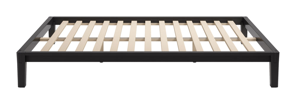Zuo Modern Luum Solid Rubberwood Queen Platform Bed Low Profile Mid-century Modern Frame No Box Spring Need Black 110916