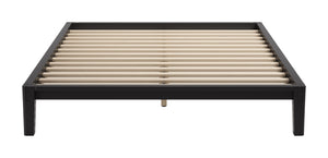 Luum Solid Rubberwood Queen Platform Bed Low Profile Mid-century Modern Frame No Box Spring Need