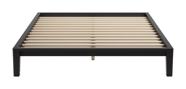 Luum Solid Rubberwood Queen Platform Bed Low Profile Mid-century Modern Frame No Box Spring Need