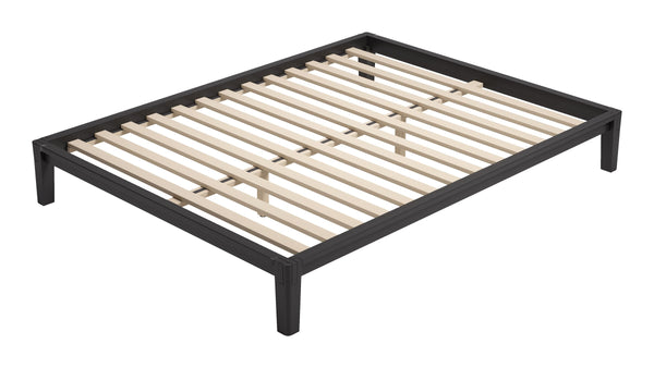 Luum Solid Rubberwood Queen Platform Bed Low Profile Mid-century Modern Frame No Box Spring Need