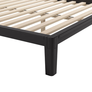 Luum Solid Rubberwood Queen Platform Bed Low Profile Mid-century Modern Frame No Box Spring Need