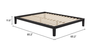Luum Solid Rubberwood Queen Platform Bed Low Profile Mid-century Modern Frame No Box Spring Need