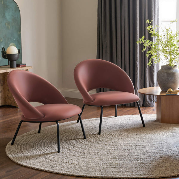 Zurich Faux Leather Accent Chair Art Deco Style for Living Room or Lounge