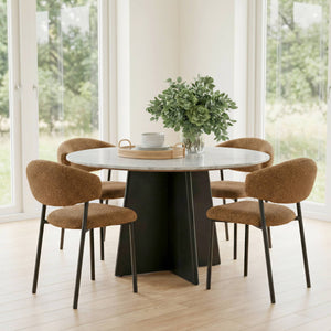 Seville Shearling Upholstered Dining Chairs Stackable Plywood Frame Art Deco Modern Seating Set